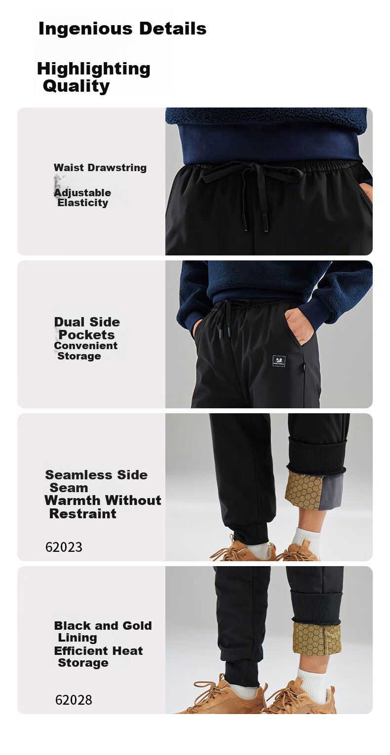 Xiongmaoxiangban down Pants for Men And Women, Autumn And Winter Style, Fleece-Lined Thickened Trousers, Warm Cotton Pants, Suitable for -30°C in Northeast China, Outdoor Wear, Duck Dow 7