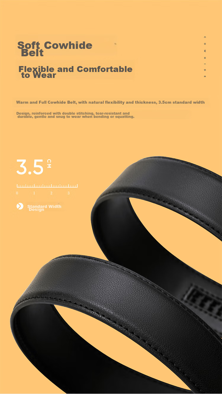 HLA Men's Belt with Automatic Buckle, Genuine Leather Business Waistband, Fashionable Birthday Gift for Young Men And Boyfriends 7