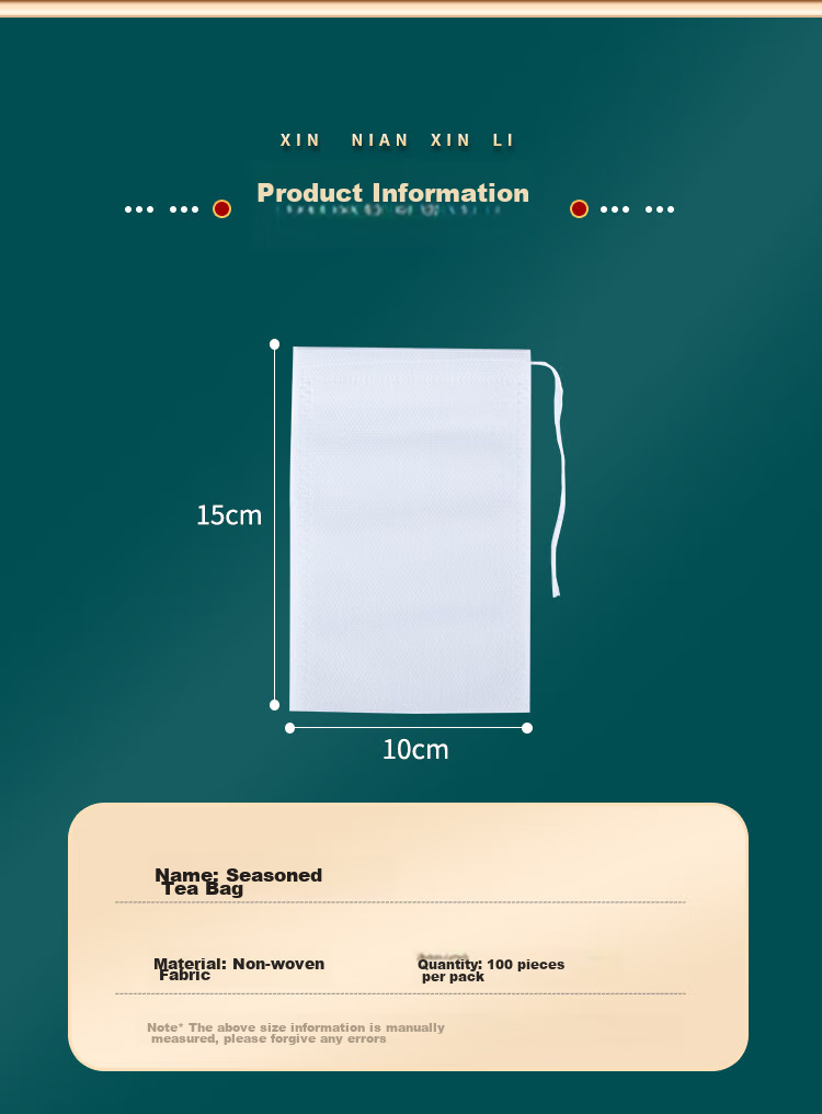 SHUANG YU Non-Woven Filter Bags Tea Bags Chinese Medicine Bags Marinade Bags 100 Disposable Herbal Medicine Bags Spice Pouches Drawstring Style 10