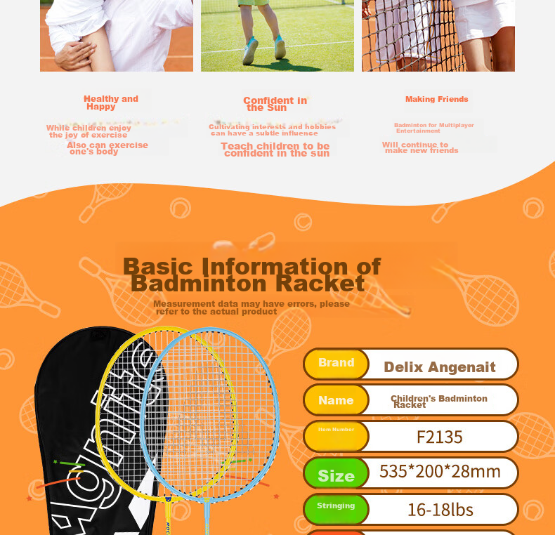 Deli Children's Badminton Racket, Outdoor Sports, Parent-Child Entertainment, Lightweight Pair Rackets 3