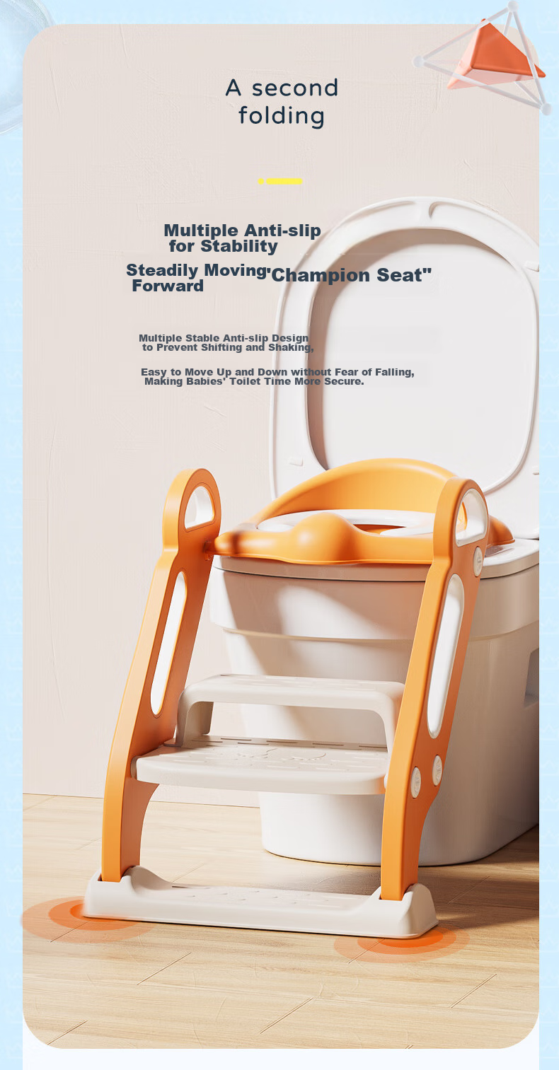 Babyhood Children's Toilet Training Aid, Enlarged And Widened Baby Potty Chair with Step Stool, Soft Cushion Model 132, Fresh Orange 7