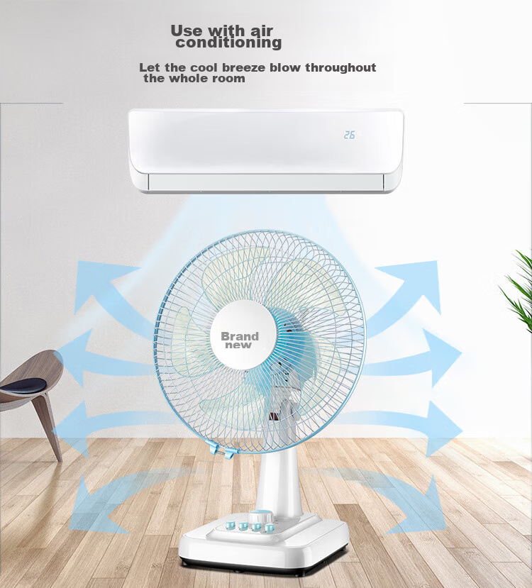 Wahson Electric Fan/Desk Fan/Low Noise Fan/High Air Volume Household Fan/Air Conditioner Companion AC Fixed Frequency Fan WS-A1201A 6