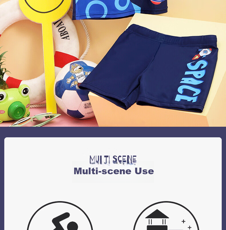 PEAK Children's Swimwear, Boys' Swim Trunks, Two-Piece Swimsuit for Boys, Space Design for Small to Large Kids, Baby Swimwear Set, Size 110 3