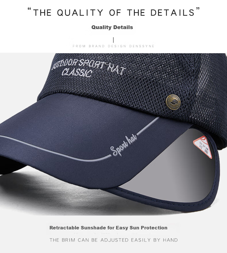Denssyne Men's Summer Outdoor Sun Protection Hat, Adjustable Wide Brim Sunshade Hat for Women, UV-Resistant Breathable Mesh Baseball Cap 9