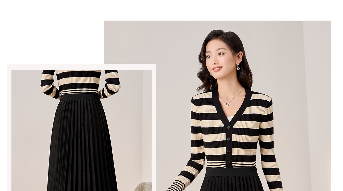 Chushen Spring And Autumn High-Waisted A-Line Midi Skirt for Women, Fashionable Versatile Pleated Skirt S13KB2098 Black 20