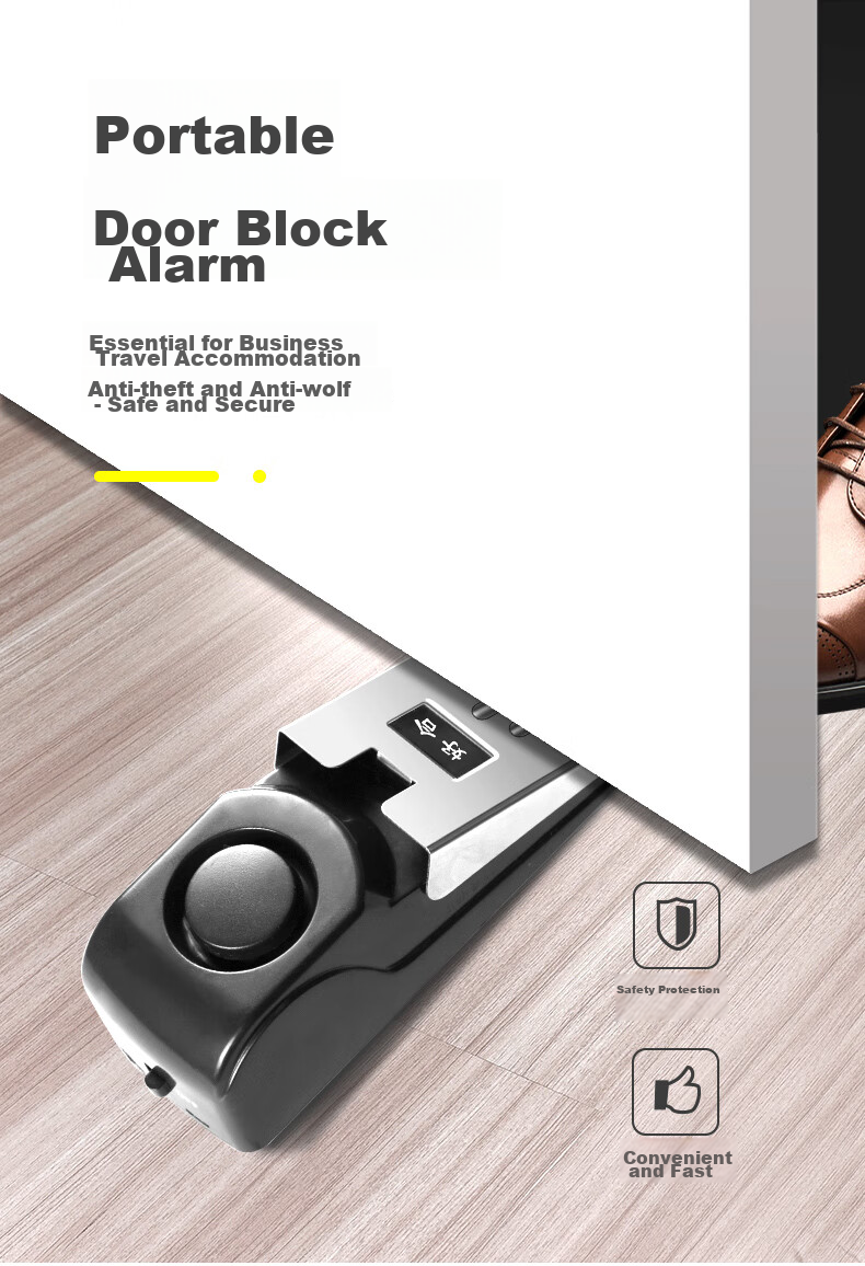 JOYTOUR Door Stopper, Smart Alarm for Hotel Doors, Anti-Collision Door Stopper, Security Device for Hotels, Black 1