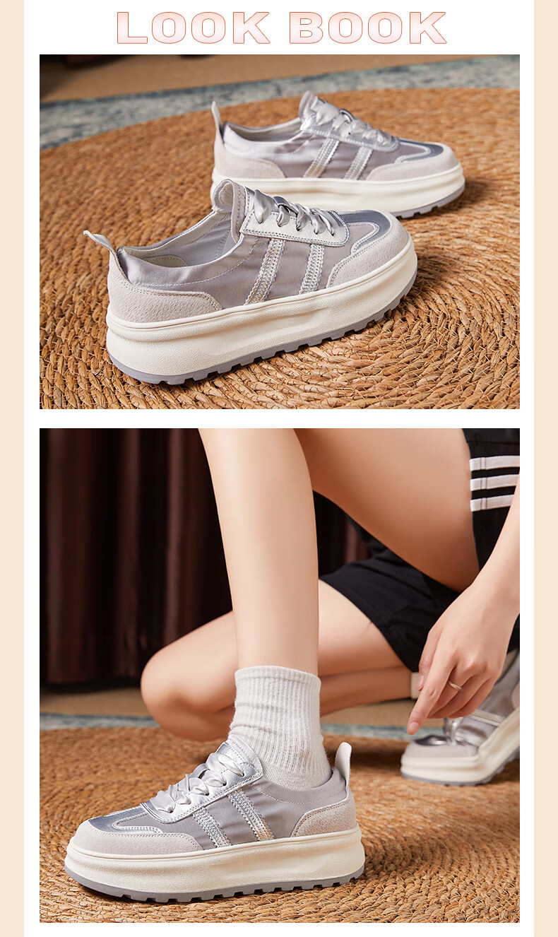 LA CHAPELLE Women's Casual Thick-Soled Sneakers Lightweight Trendy Soft Sole Shoes White 39 10