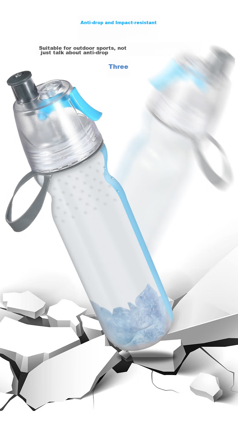 BIKEBROS Cycling Water Bottle, Sports Fitness Large Capacity Spray Cool Portable Handheld Cup, Summer Ice Water Bottle for Men Women Students 9