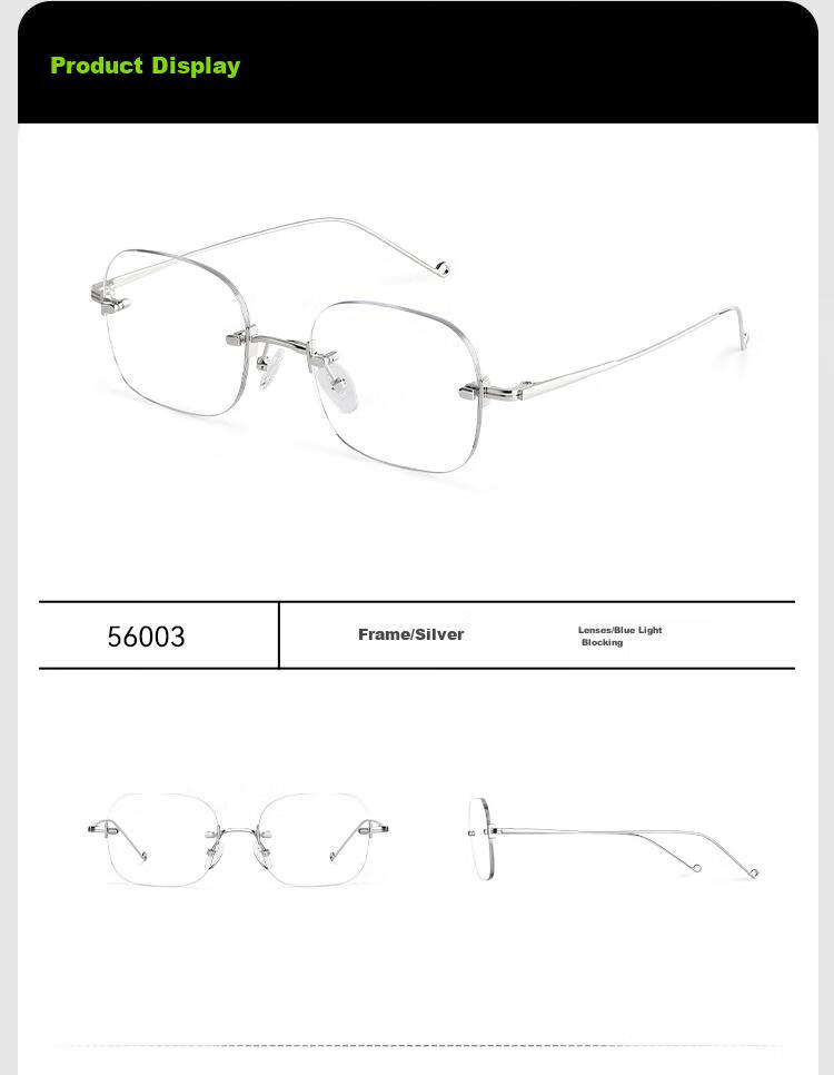 VEGOOS Anti-Blue Light Anti-Radiation Glasses Frameless for Men And Women, Computer Phone Eye Protection Glasses, Non-Prescription Eyeglass Frames 56003 15