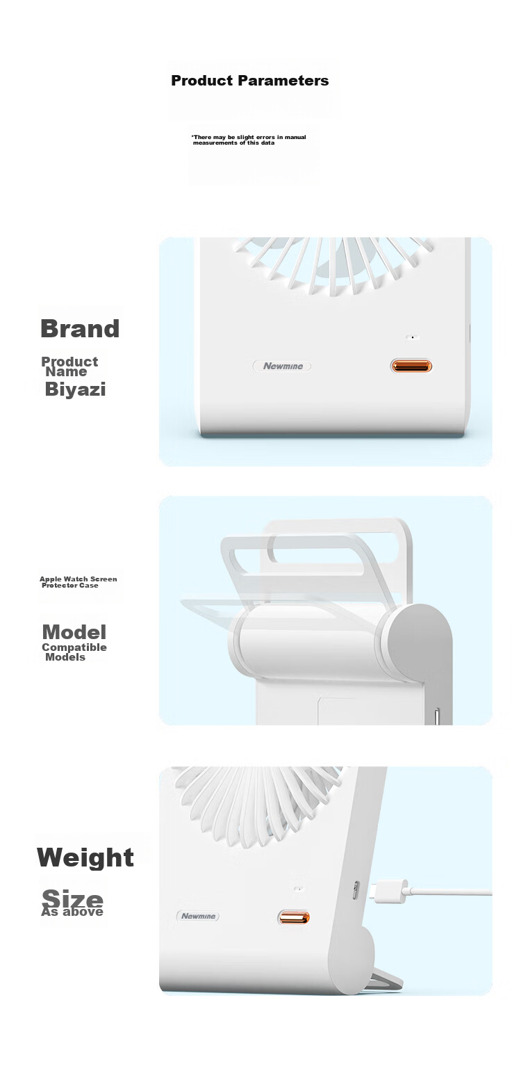 Newmine Mini Desktop Fan, Portable Wall-Mounted Fan, Compact Electric Fan for Office, Student Dorm, Bedside, Powerful Handheld Small Fan, White 10