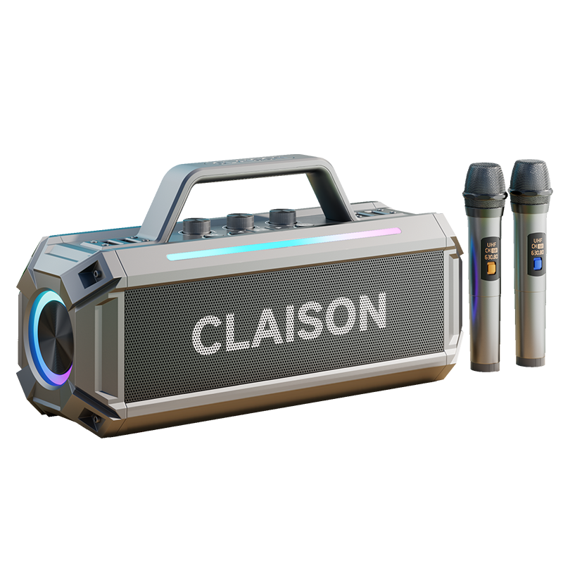 CLAISON T91 Bluetooth Speaker [Berlin Sound] Home KTV Package with Karaoke Microphone, All-In Speaker for Square Dancing, Outdoor High-Power Portable Subwoofer, Gray