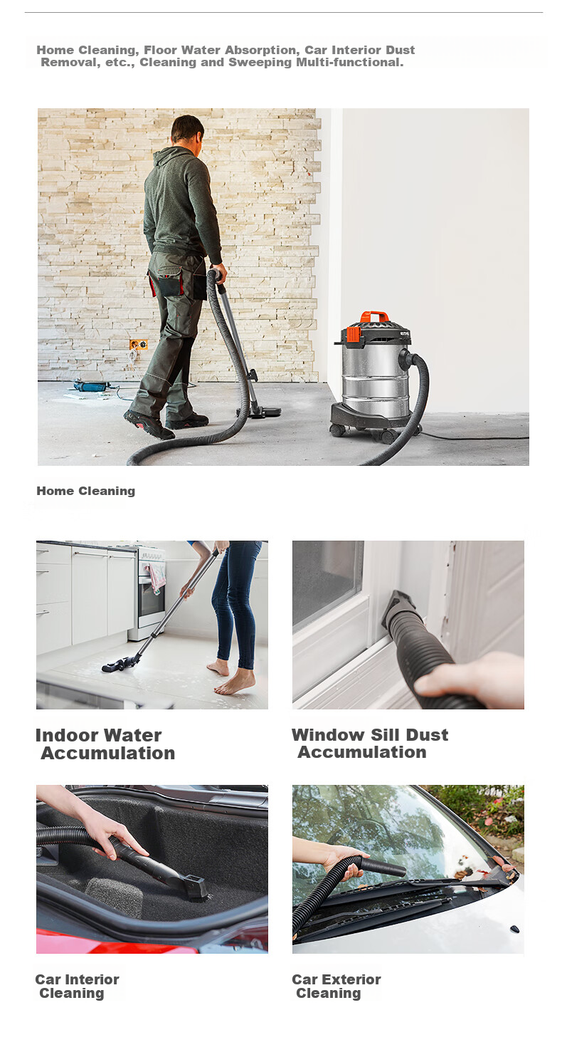 Yili Industrial-Grade Vacuum Cleaner for Commercial And Home Use, Tile Grouting, Wet And Dry Blowing, Car-Mounted Water Absorbing And Dust Removal Device with Strong Suction, Corded Handheld Barrel Vacuum Cleaner 6263-15L 3