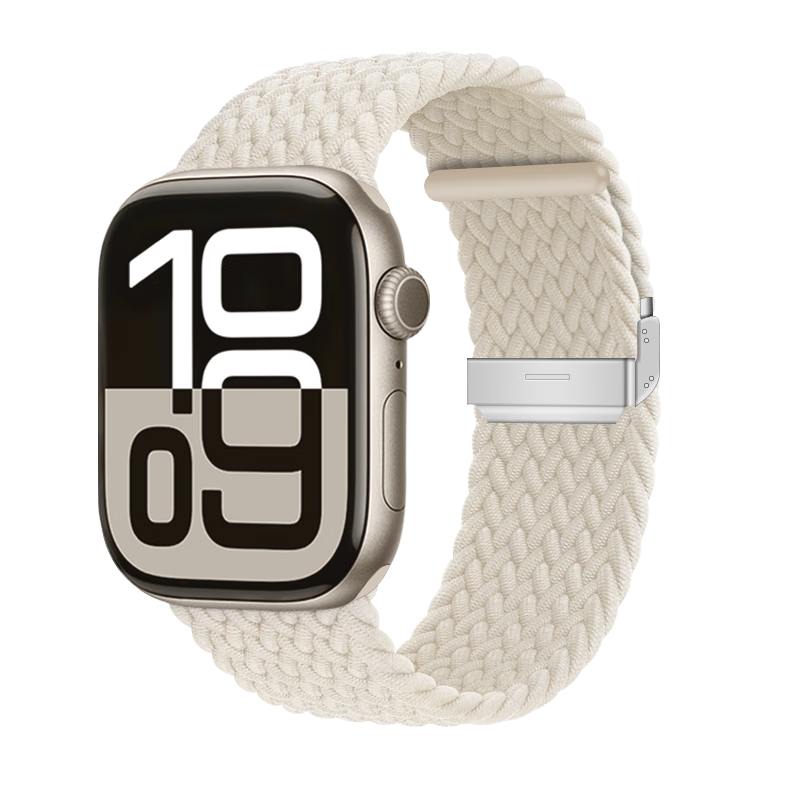 MSSM Compatible Apple Watch Band, Nylon Woven Strap for IWatch, Suitable for Apple Watch Series 12/Ultra 4/S11/10/9/SE3 [Starlight Color], Sizes 38/40/41/42