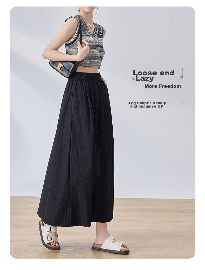LangSha Women's Midi Skirt, High-Waisted A-Line Summer Dress, Loose Comfortable Breathable Textured Versatile Skirt 5