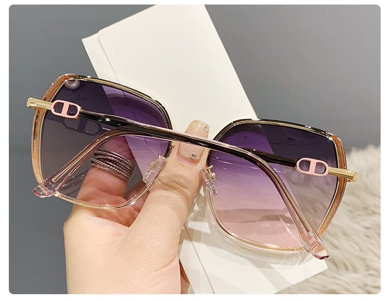 Angelamiao Women's Fashion Street Photography Trendy Starry Glitter Polarized Sunglasses, Sun Protection Outdoor Travel Glasses, Gold Frame 12