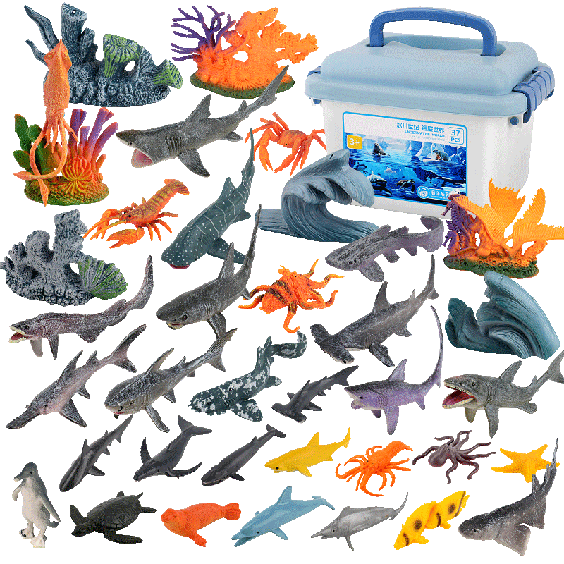 Aomengxing Ocean Animal Model Shark Toy for Boys Aged 3-6, Underwater World Biological Recognition Children's Birthday Gift