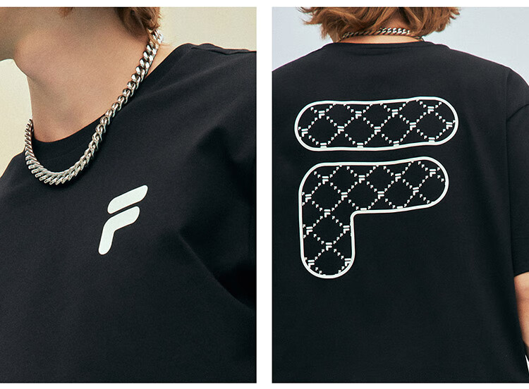FILA FUSION Unisex Knitted Short-Sleeve T-Shirt, Fashion Sports Tee for Couples, Summer 2025 Collectio 3