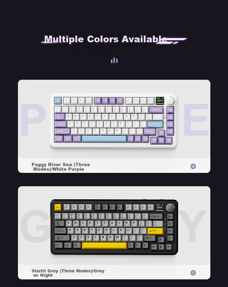 AJAZZ AK820V2 81-Key Magnetic Axis Keyboard Star Flash Dynamic 0.001RT Esports Valorant Gaming Keyboard CNC Metal Knob Side-Engraved Black Ice Island Magnetic Axis 3