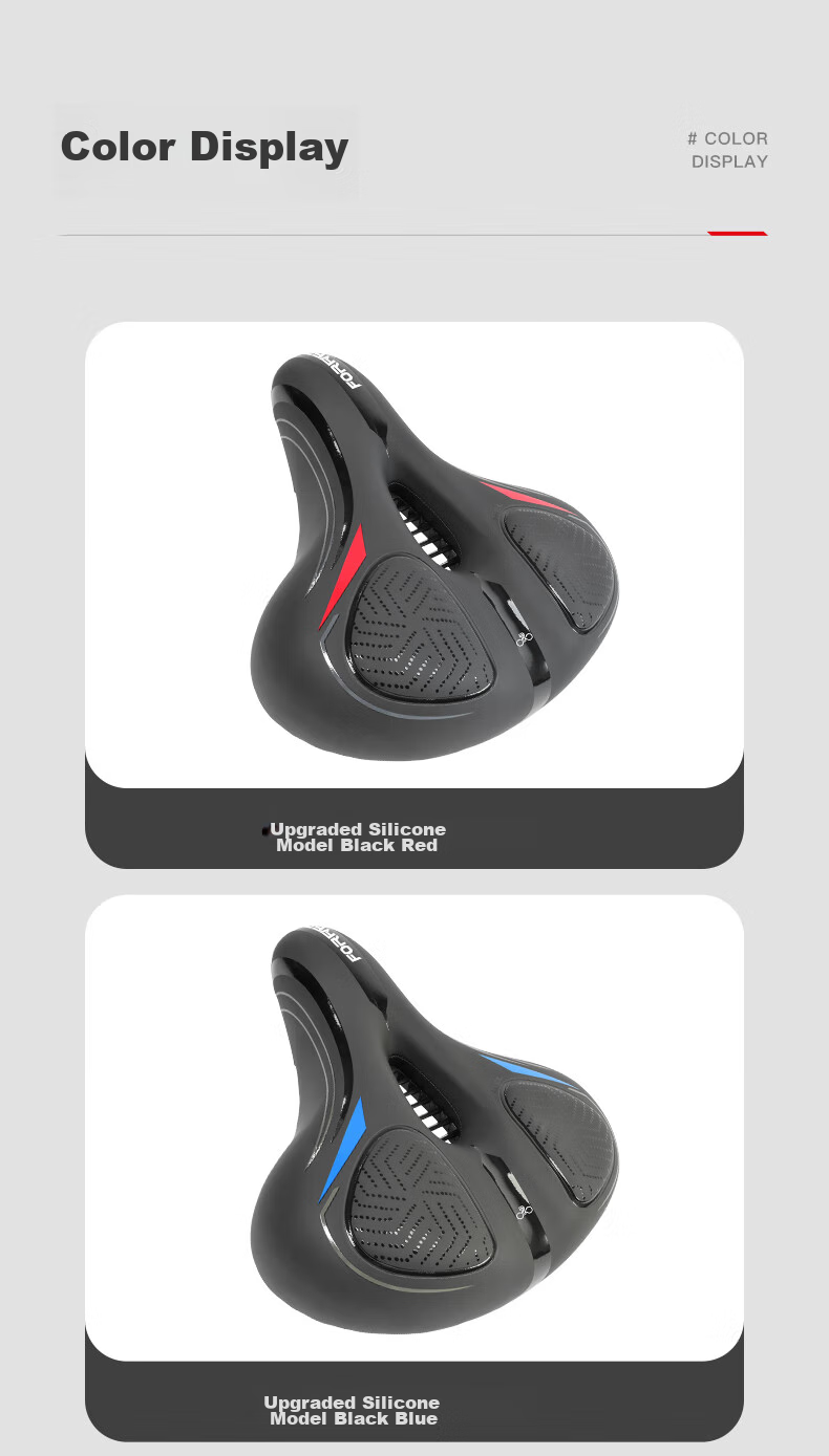 FOREVER Bicycle Mountain Bike Soft Seat Cushion Universal Comfortable Silicone Saddle, Black And Blue Silicone Seat Pad 20