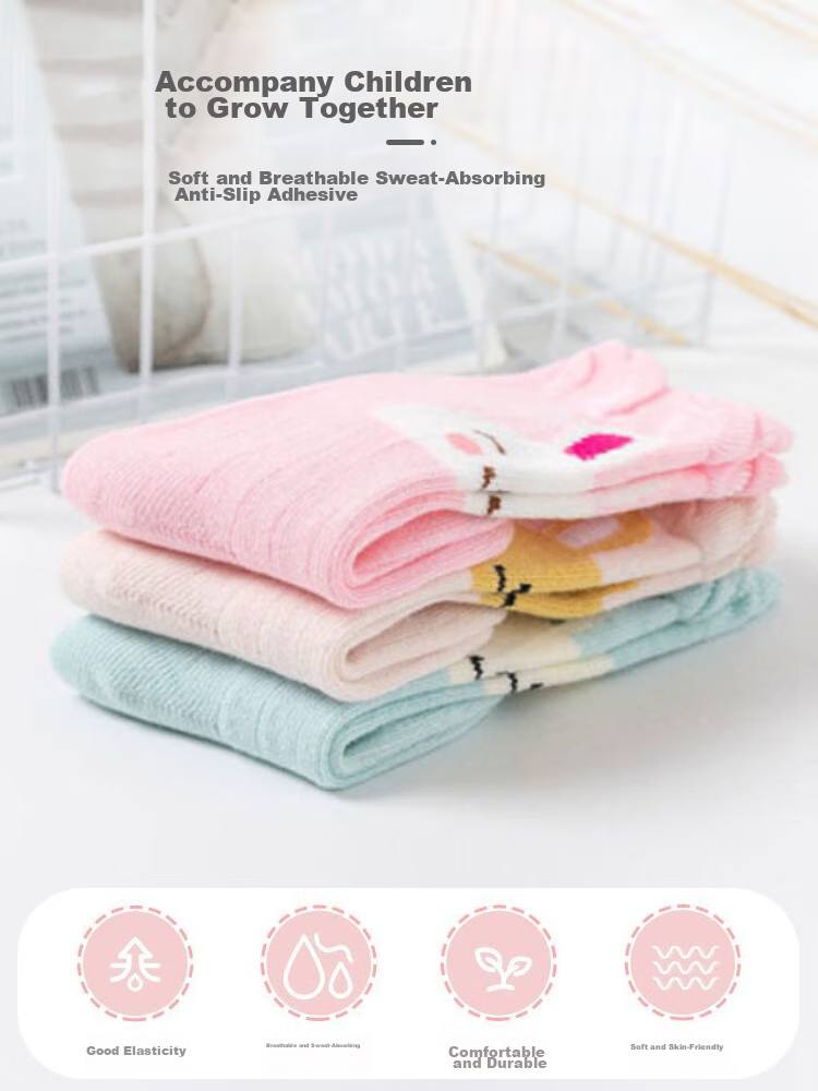 9I9 Baby Socks, Spring Autumn Winter Mid-Calf Socks, Non-Slip Newborn Children's Floor Socks, Loose Top, 3 Pairs, 0-1 Year Old, A371 5