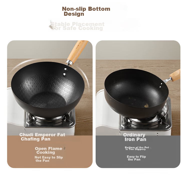 COOKER KING Small Iron Wok, Frying Pan for Home Use, Flat Bottom Pan, Baby Food Pot, Single Serving Pan for Induction Cooker, 20cm 10