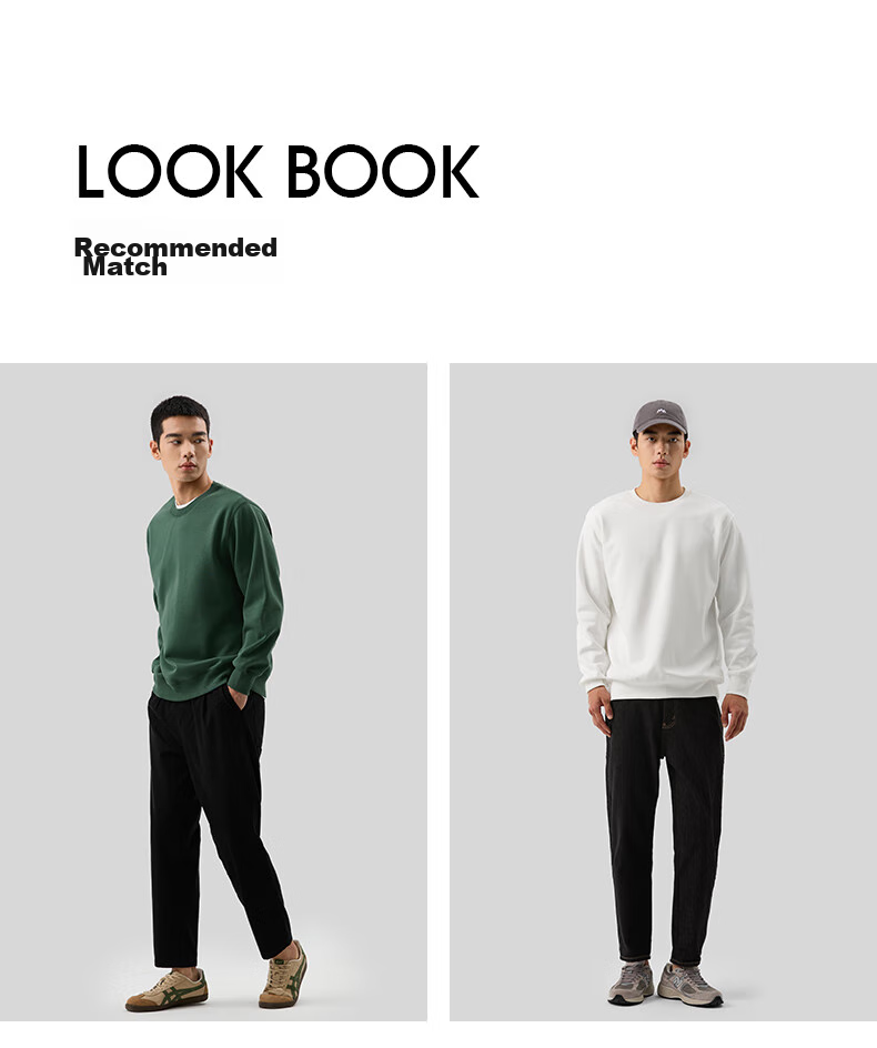 MARKLESS Men's Sweatshirt 100% Cotton Autumn Casual Crewneck Pullover 0434 Pine Green 2XL 6