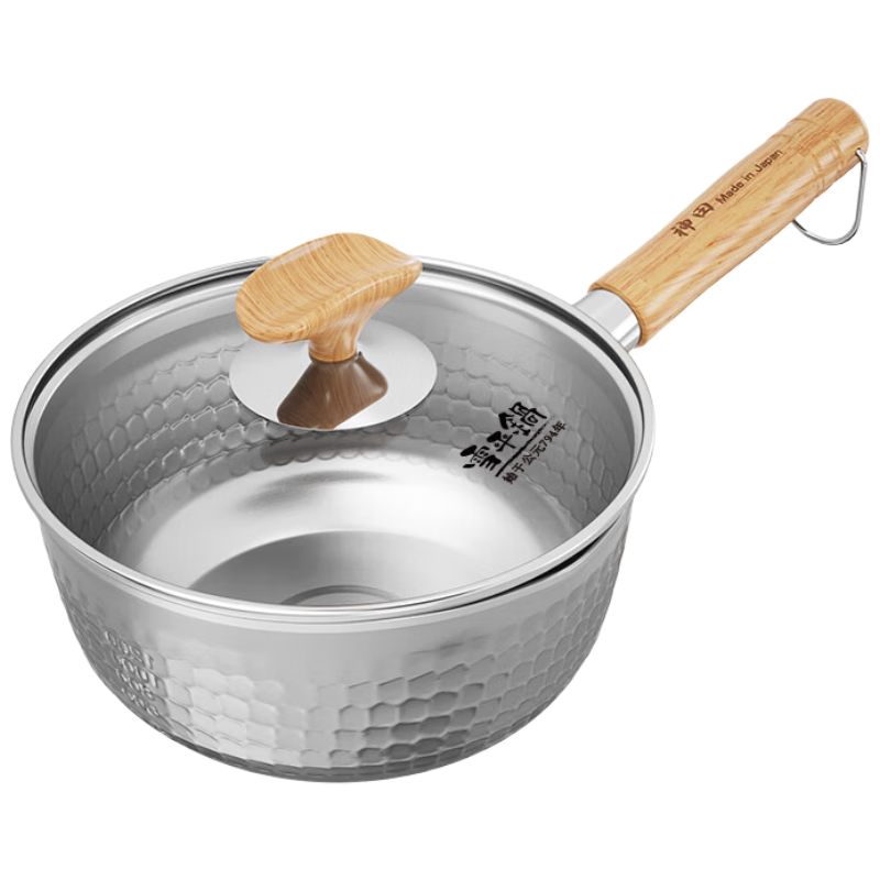 Shentian Xuepingguo Imported Japanese Stainless Steel Soup Pot, Small Milk Pot, Noodle Pot, Baby Food Pot, Soup Pot, Non-Coated, 18cm with Lid
