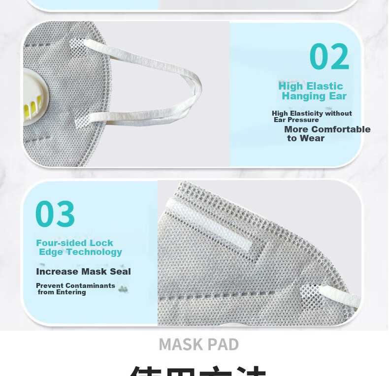 Gongtai KN95 Dust-Proof Activated Carbon Mask with Breathing Valve, Anti-Influenza Industrial Gray Dust Breathable GT9502V 30 Pieces 11