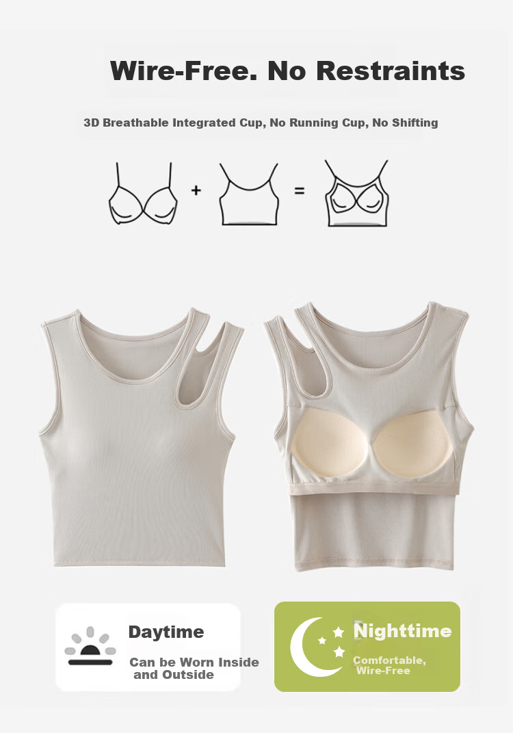 GUJIN Hollow-Out Camisole Tank Top for Women, Summer Short Style with Built-In Bra Pads, Inner Wear Undershirt, Black, L, 115-135 Ji 6