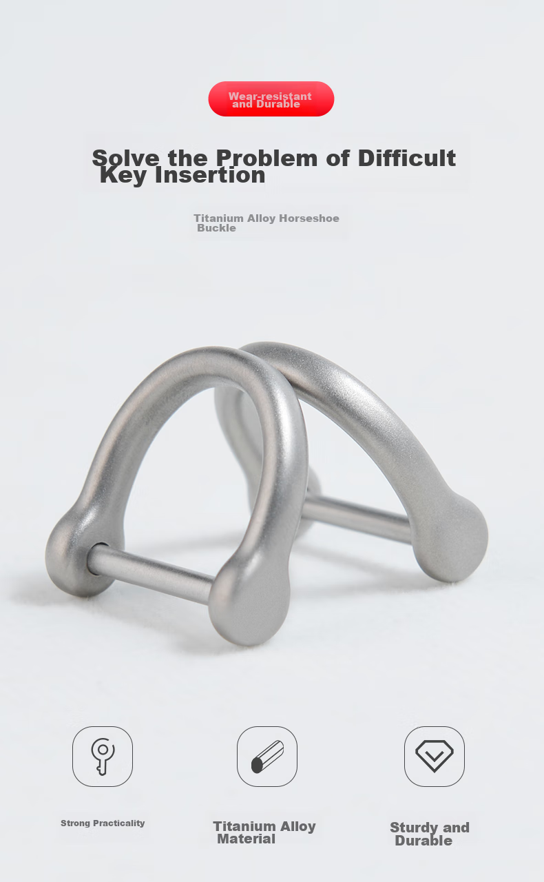 YORA Titanium Alloy Horseshoe Buckle Key Ring, EDC Key Chain, Quick Clip, Car Flat Ring, Round Ring, Key Accessories 1