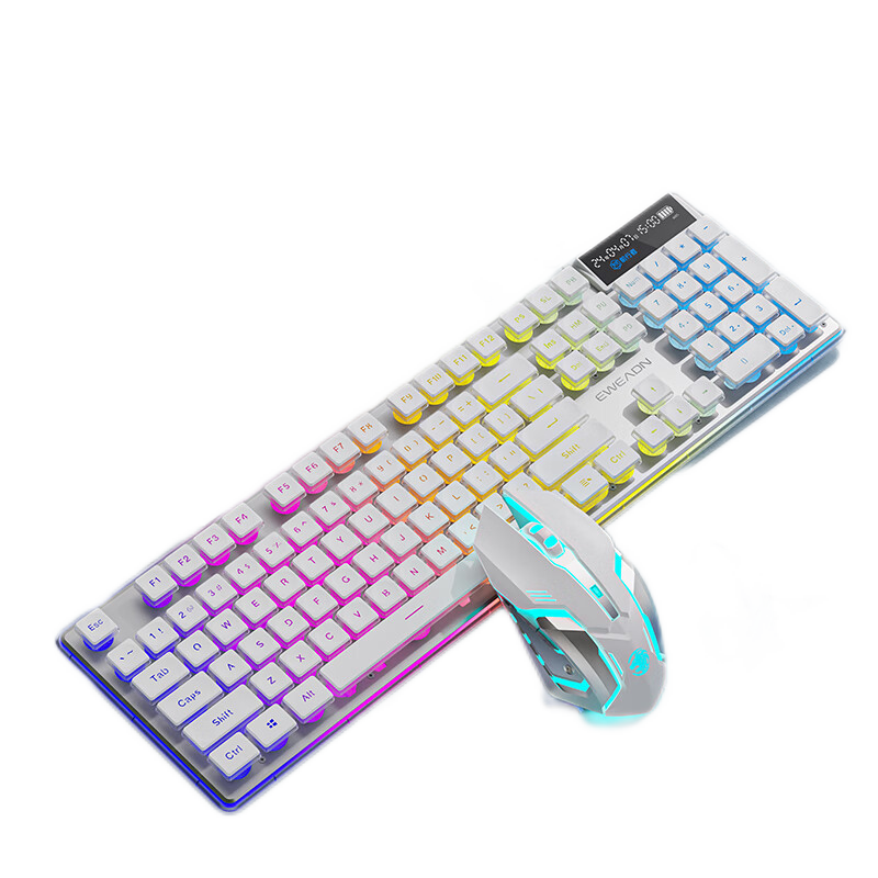 EWEADN V3pro Wireless Bluetooth Wired Tri-Mode Keyboard And Mouse Set with Real Mechanical Feel, Low Noise, Slim Design for Gaming And Office Use on Laptops, Desktop Computers, IPad Universal External Peripherals