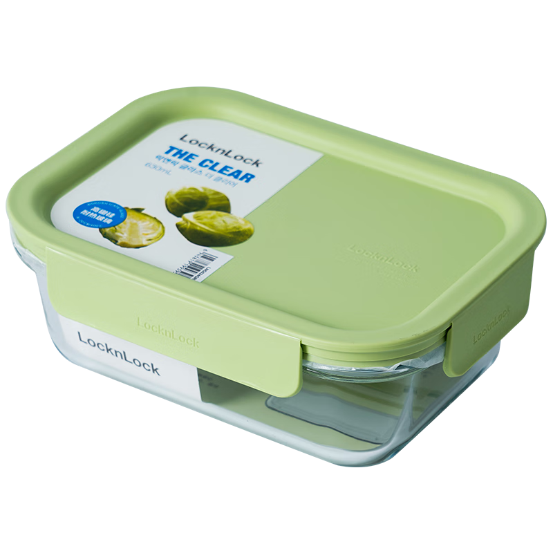LOCK&LOCK Heat-Resistant Glass Food Container, Microwave-Safe Storage Box, Sealed Lunch Box, LNG524G_630ml