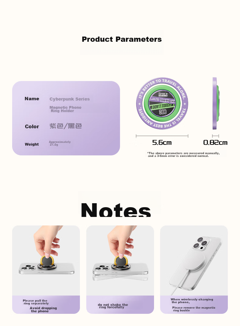 ROCK [Authorized Version], Crayon Shin-Chan Magnetic Stand, Phone Ring Holder, MagSafe Ring Magnetic Ring, Magnetic Disc, Desktop Portable Stable Support, Detachable, Gree 10