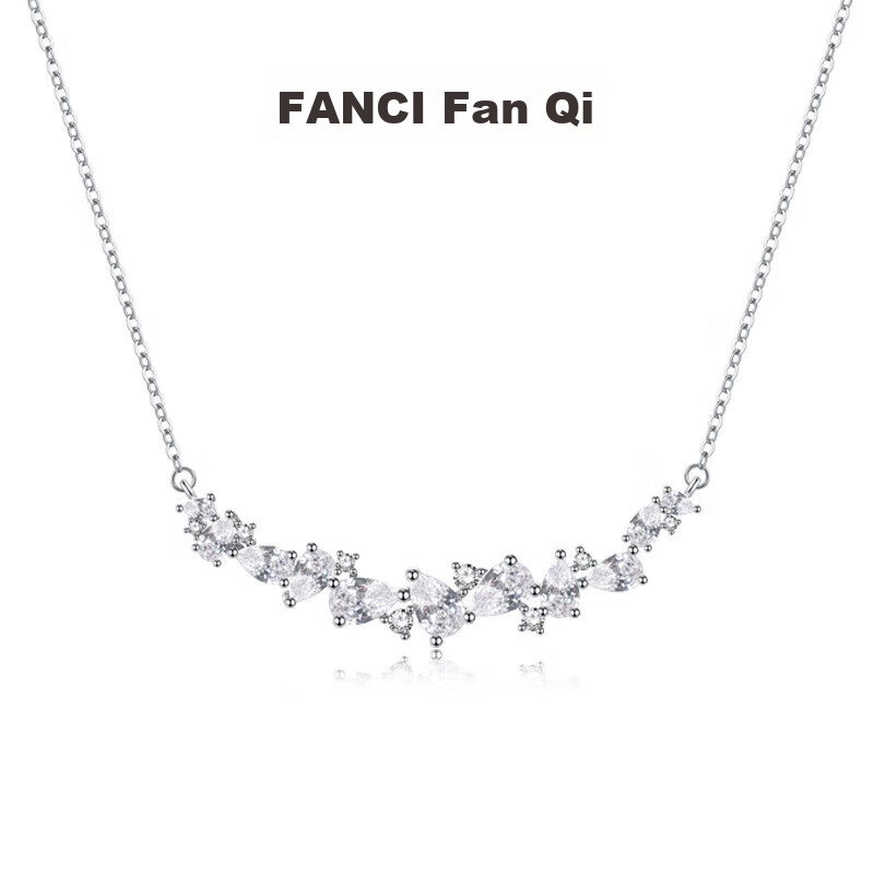 Fanci Wisteria Smile Necklace for Women, Silver Flower Pendant, Luxury Dangle Charm, Birthday Gift Jewelry, Present for Girlfriend Or Wife