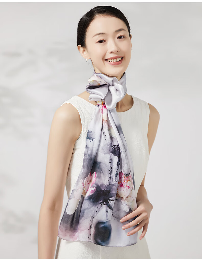 Zhijinlou 100% Mulberry Silk Printed Scarf for Women Traditional Chinese Style Sun Protection Decorative Shawl Birthday Gift 12