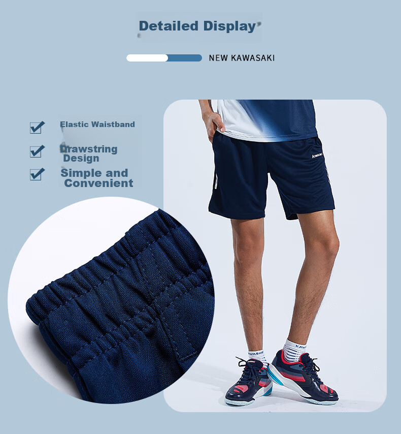 KAWASAKI Badminton Shorts Unisex Quick-Dry Lightweight Sports Pants Q3681 White 3XL 8