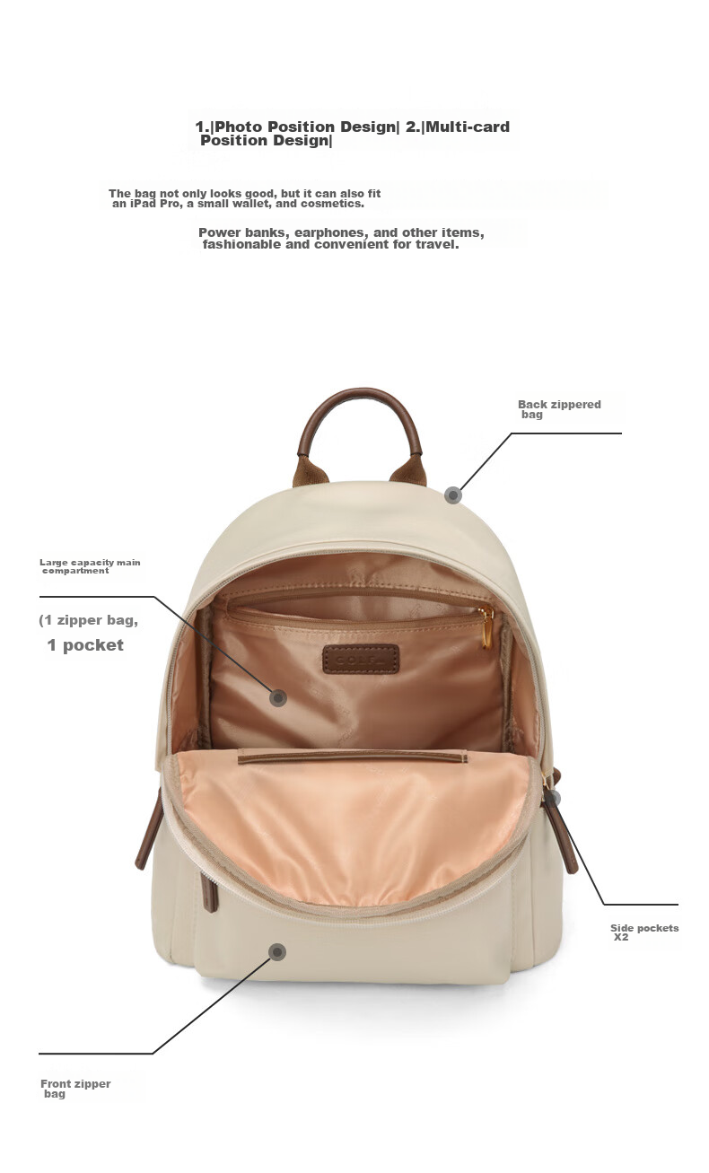 GOLF Women's Backpack, Casual IPad Laptop Bag, Versatile Student Schoolbag, Commuter Travel Bag, Birthday Gift 9