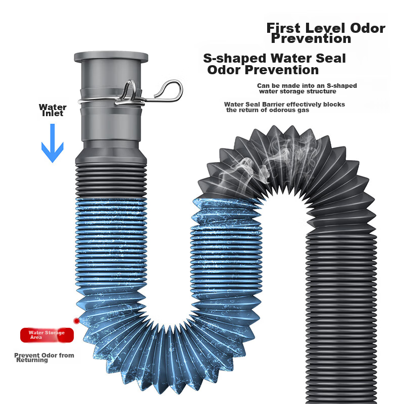 Larsd Sink Drain Pipe, Washbasin Drain Pipe, Sink Anti-Odor Drainage Pipe, Sealing Ring, Drainage Pipe LD3298