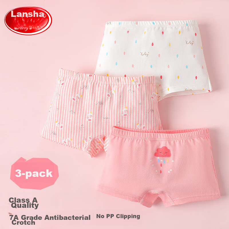 LangSha Girls' Underwear, Class A Cotton, 7A Antibacterial Breathable Boyshorts, Cartoon Cute Boxer Briefs for Girls, No Wedgie