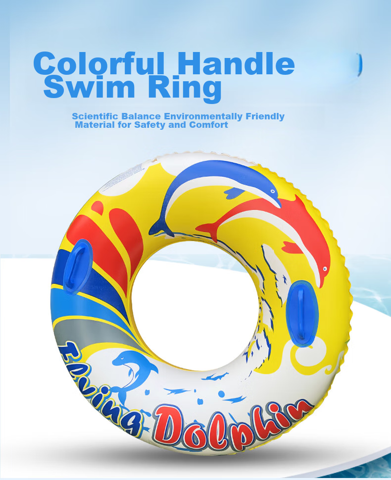 Yonglebao Thick Colorful Swimming Ring with Handles, Armpit Float Life Buoy Cartoon Design for Children And Adults, Water Play Inflatable Rings, 2-Pack 1