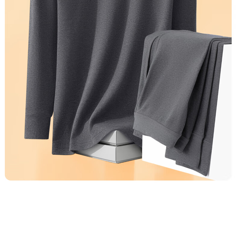 SEPTWOLVES [Pure Cotton Antibacterial] Thermal Underwear for Men, Autumn Top And Pants Set, Round Neck Cotton And Wool Autumn Winter, Dark Gray, XXL 13