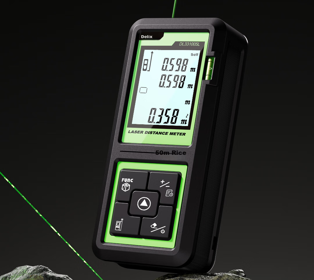 Deli Green Light Rangefinder, Outdoor Handheld Infrared High-Precision Electronic Laser Ruler, Outdoor Room Measuring Device, 50m 2