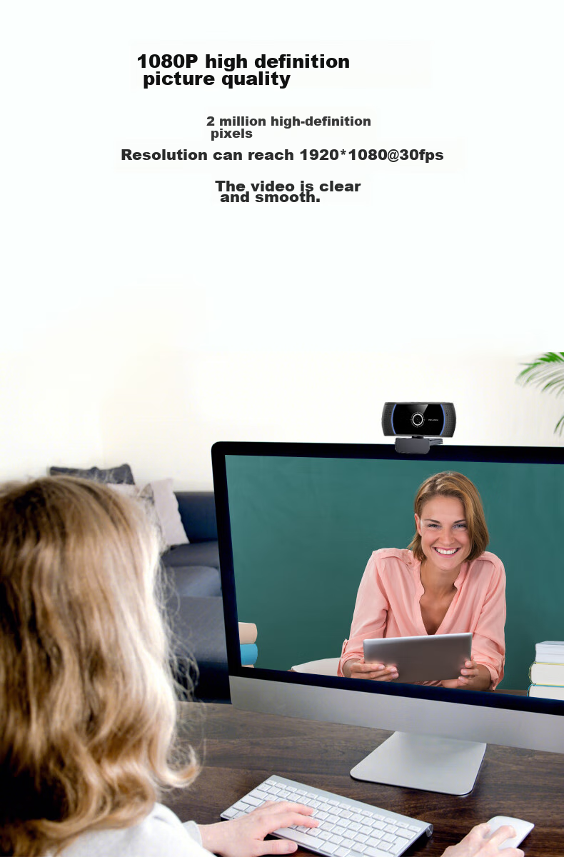 GESOBYTE C305 1080P Wide-Angle HD Webcam for Live Streaming, Video Calls, Conferences, Online Teaching, Home Use, Exams, Research, Note-Taking, Desktop External USB Plug-And Microphone 3