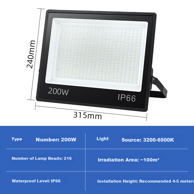 Xiangzhe LED Outdoor Floodlight, Waterproof Spotlight, Advertising Light, Factory Ceiling Light, Construction Site Workshop Searchlight