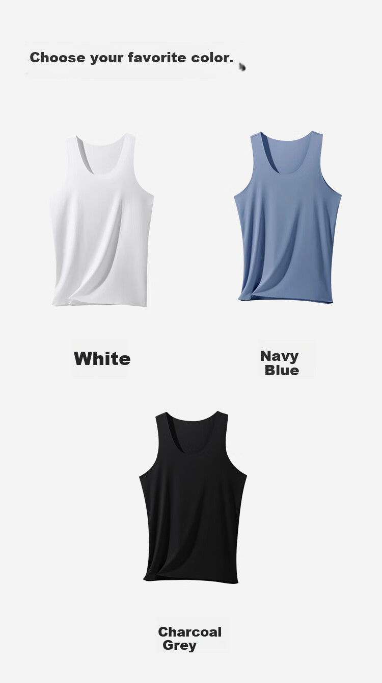 JOAE Ultra-Soft Modal Men's Tank Top, Ice Silk Seamless, Cut-To Sleeveless Undershirt, Breathable High-Elasticity Gray L 10