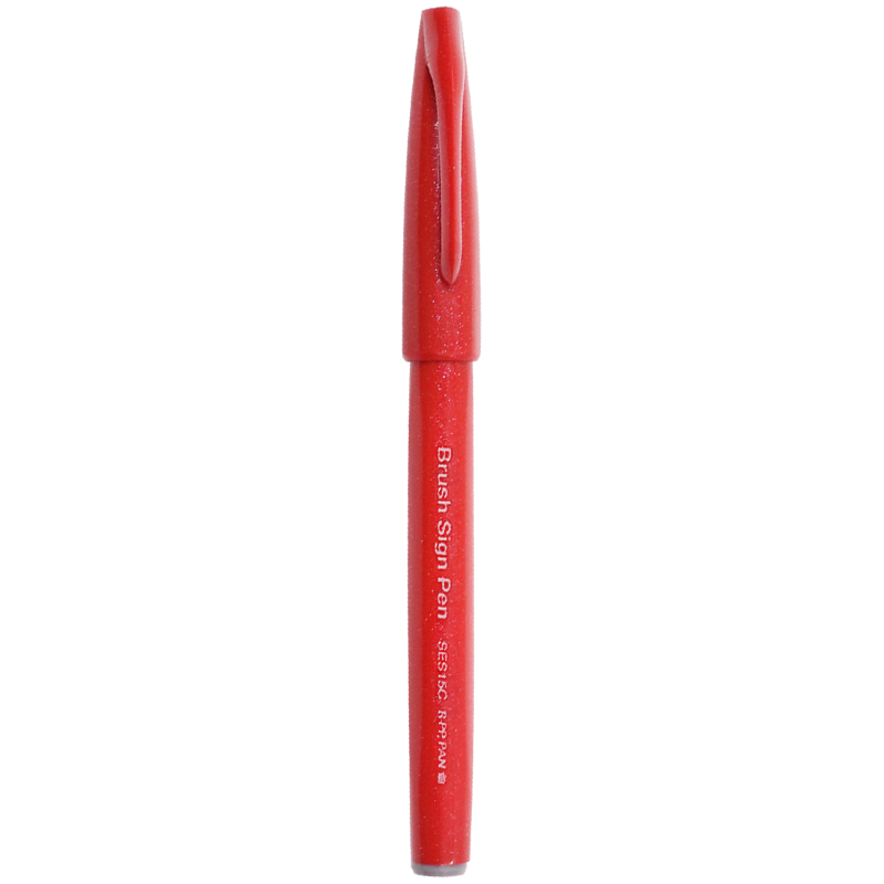 Pentel Colorful Soft Brush Pen, Elastic Tip Water-Based Pen Touch for Journaling, Letters And Greeting Cards, SES15C Red/single Pe