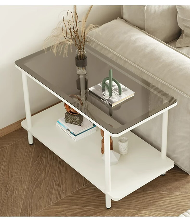 FENJIEXIAN Side Table, Coffee Table, Living Room Light Luxury Small Tea Table, Tempered Glass Tea Stand, Bedside Table, Double-Layer Storage Tea Table 21