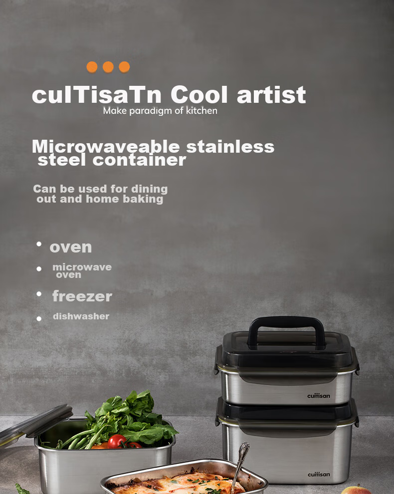 Cuitisan Korean Imported Food-Grade 316 Stainless Steel Lunch Box, Microwave-Safe, Antibacterial Food Storage Container, 530ml 1