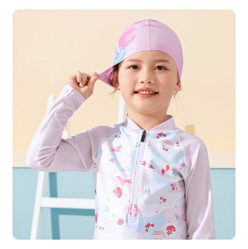 361° Children's Swim Cap for Girls, Non-Binding Silicone High-Elastic Comfortable Long Hair Baby Swimming Training Equipment Cap 8