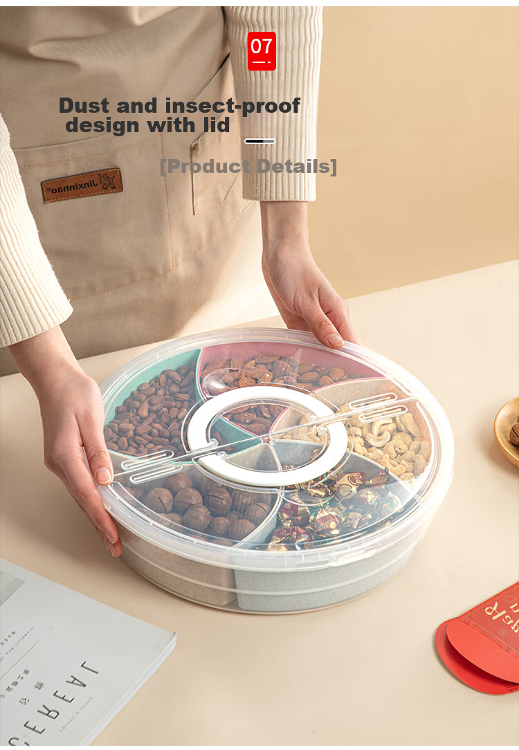 Daisy Leaf Large Capacity Dried Fruit Snack Storage Box for New Year Living Room Coffee Table Sunflower Seeds Candy Nuts Fruit Organizer 7